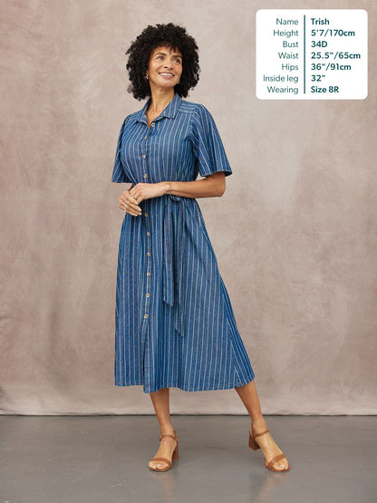 Mel Denim Shirt Dress - Denim Pinstripe