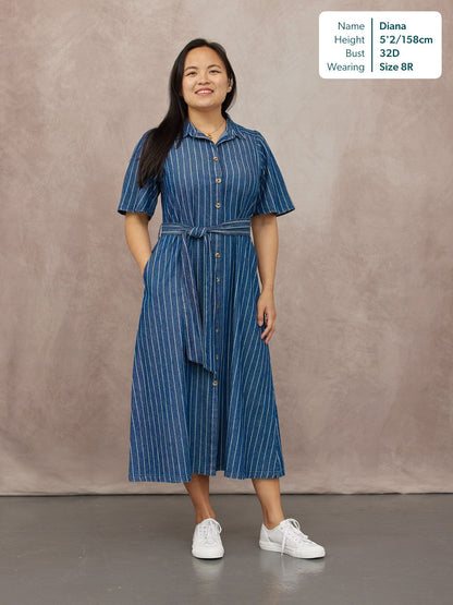 Mel Denim Shirt Dress - Denim Pinstripe