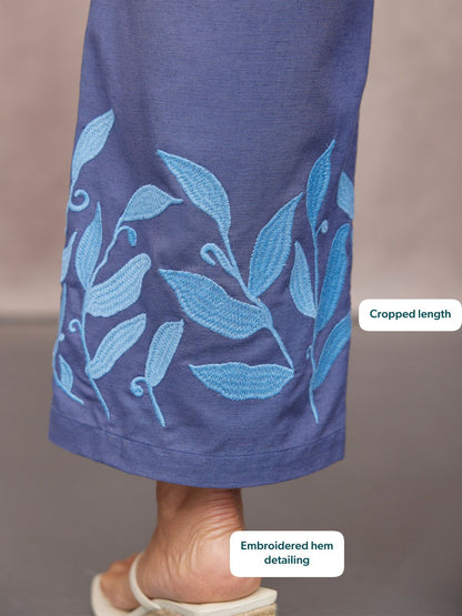 Co-Ord Embroidered Top & Trouser Bundle - Violet & Verity - Blue