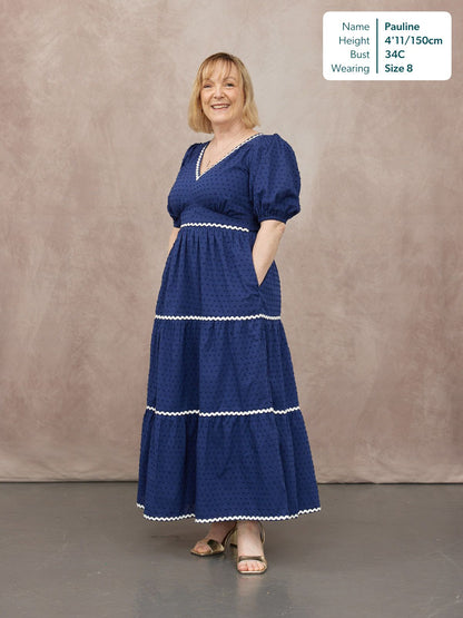 Nelly Ric Rac Dress - Navy & White