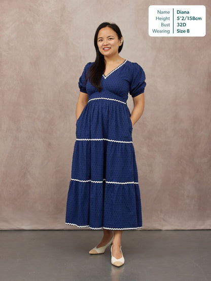 Nelly Ric Rac Dress - Navy & White
