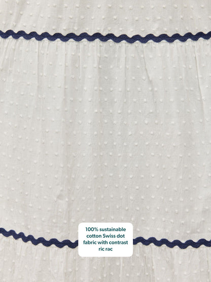 Nelly Ric Rac Dress - White & Navy