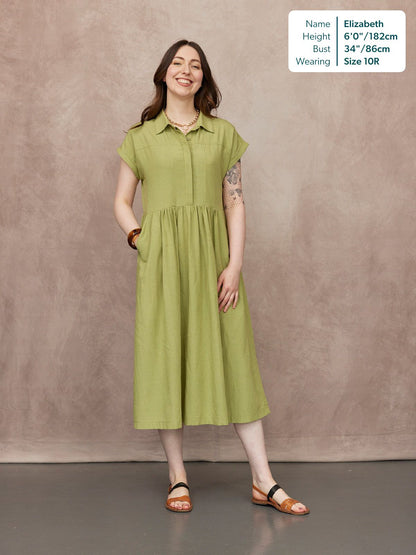 Rhiona Linen Shirt Dress - Olive