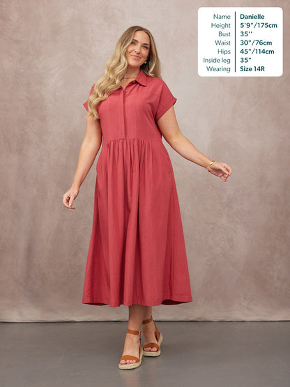 Rhiona Linen Shirt Dress - Rose