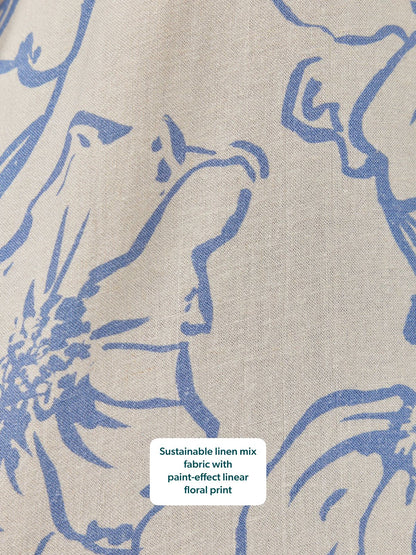 Sue Printed Linen Mix Shirt - Blue Floral